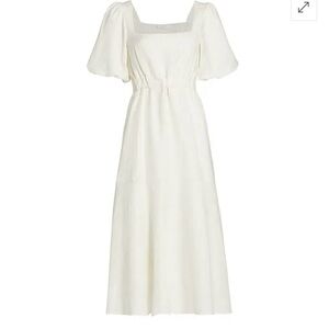 ASTR The Label Off White Linen Dress with open tie back and square neck
